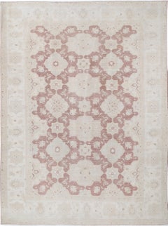9x12 ft Hand Knotted Beige and Blush Area Rug. Traditional Floral Design Carpet