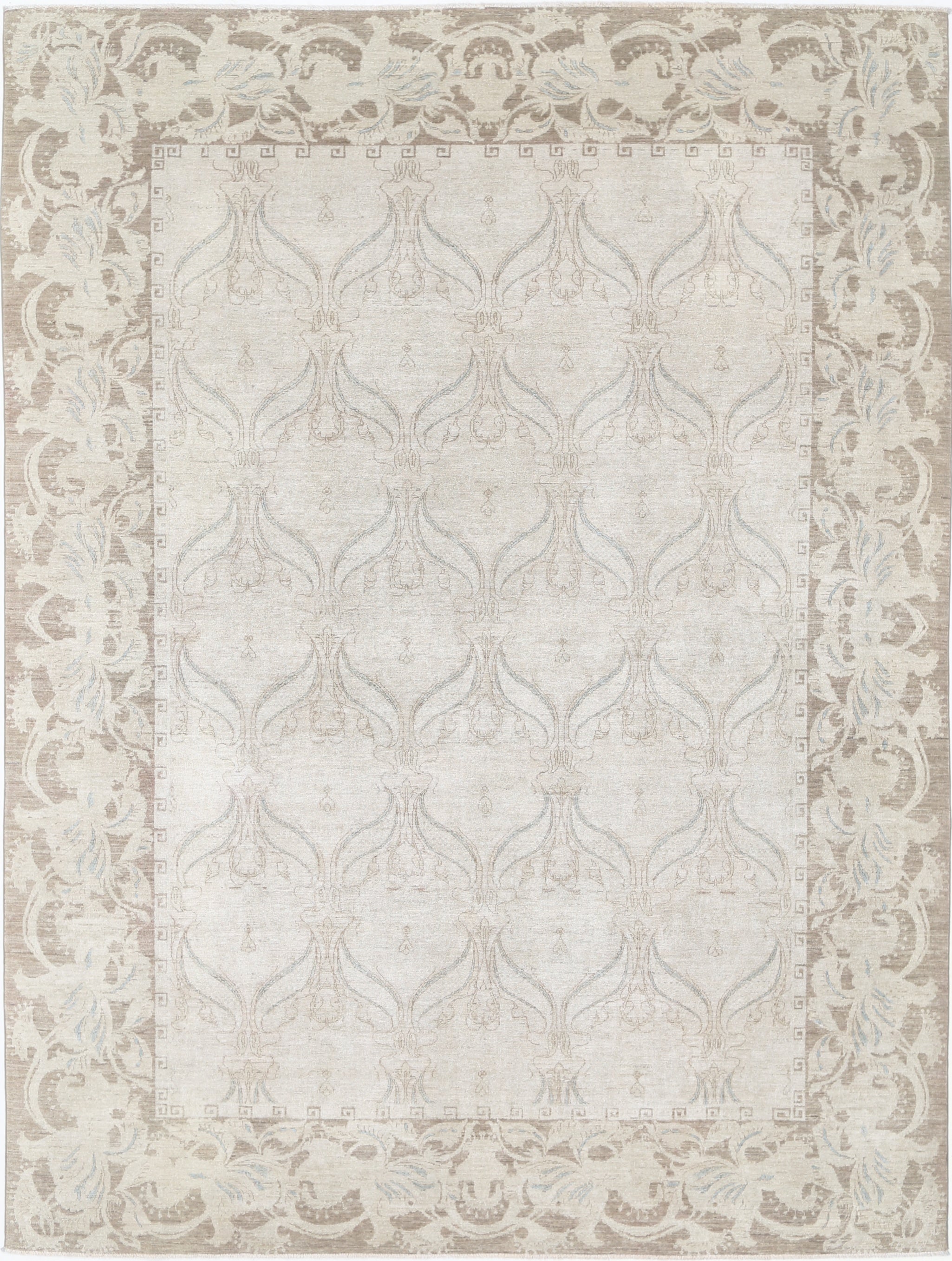 Alfombra grande anudada a mano de 2 x 3 metros. Alfombra Beige para Salón. 100% Lana en venta