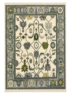 Tappeto grande 9x12 ft annodato a mano, Tappeto in lana Greene & Greene/One con disegno floreale