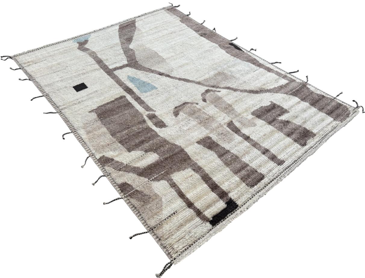Alfombra de diseño marroquí anudada a mano, 100% lana. Opciones personalizadas disponibles Moderno en venta