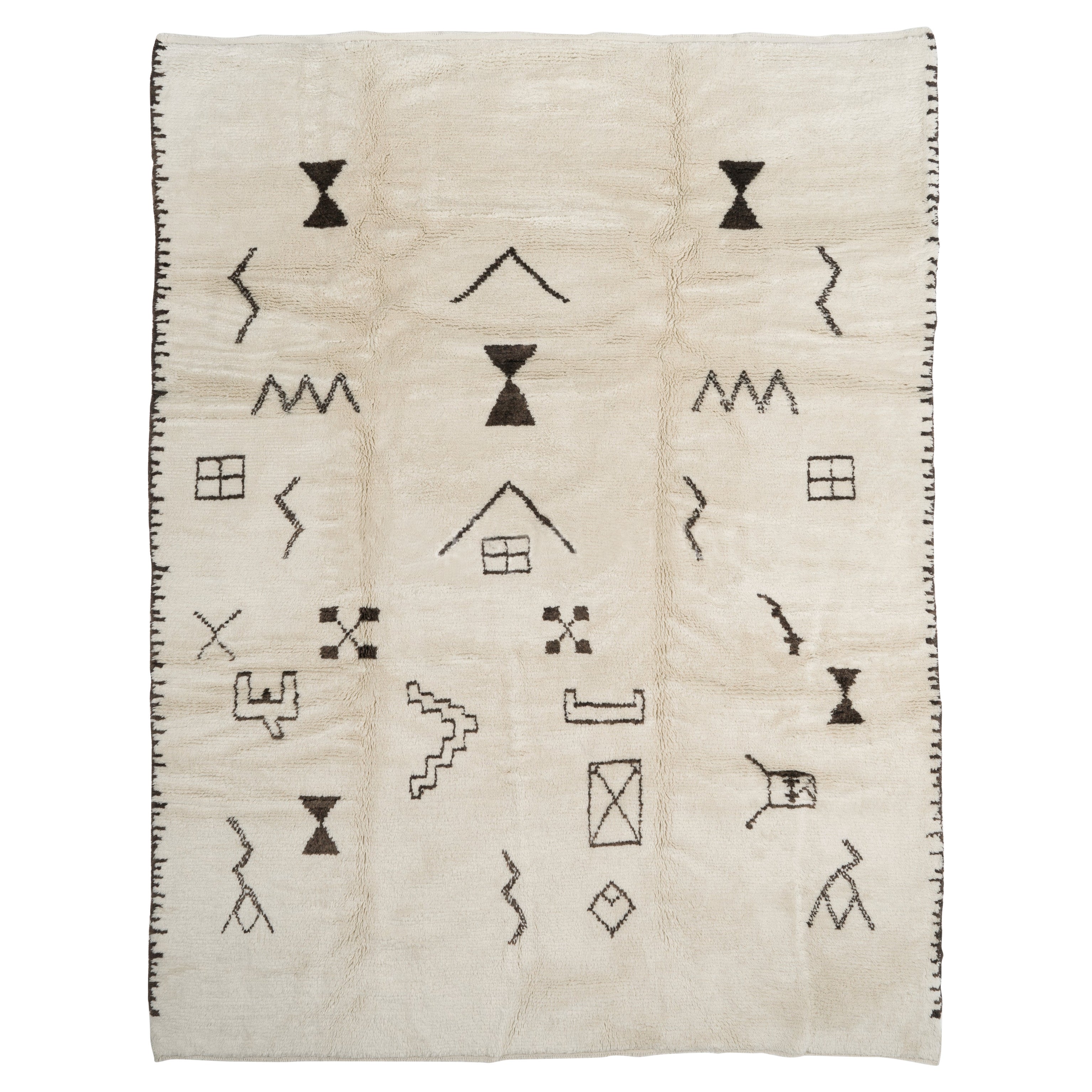 9x12 ft Tapis Marocain Noué à la main, 100% Laine Naturelle Non Teintée, Options Personnalisées Avl