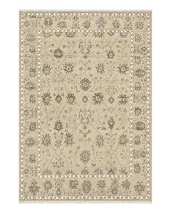 9x12 ft Hand-Knotted Wool Area Rug, Beige Floral Design Carpet for Living Room