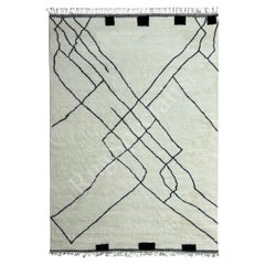 9x12 ft Handknotted Moroccan Beni Ourain Style Wool Area Rug in Beige and Black