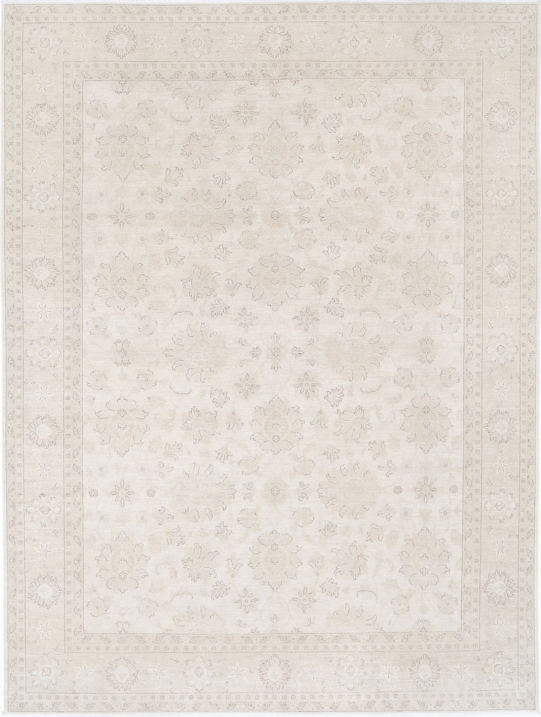 9x12 ft Handknotted Traditional Beige Large Area Rug. 100% Wool Carpet