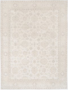9x12 ft Handknotted Traditional Beige Large Area Rug. 100% Wool Carpet