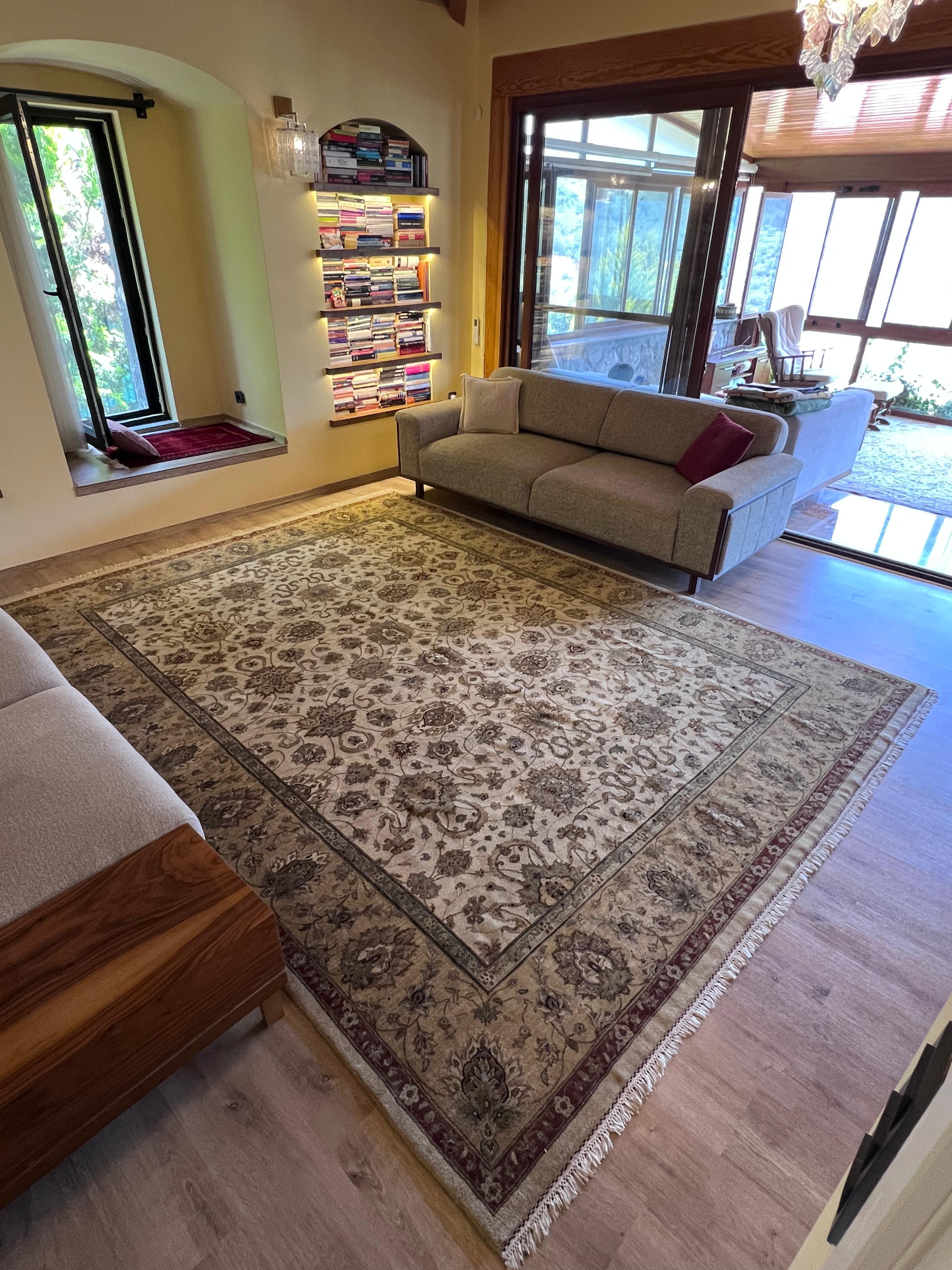 Tappeto grande Oushak turco fatto a mano 9x12 Ft, 100% lana morbida e tinture naturali In condizioni Nuovo in vendita a Spring Valley, NY