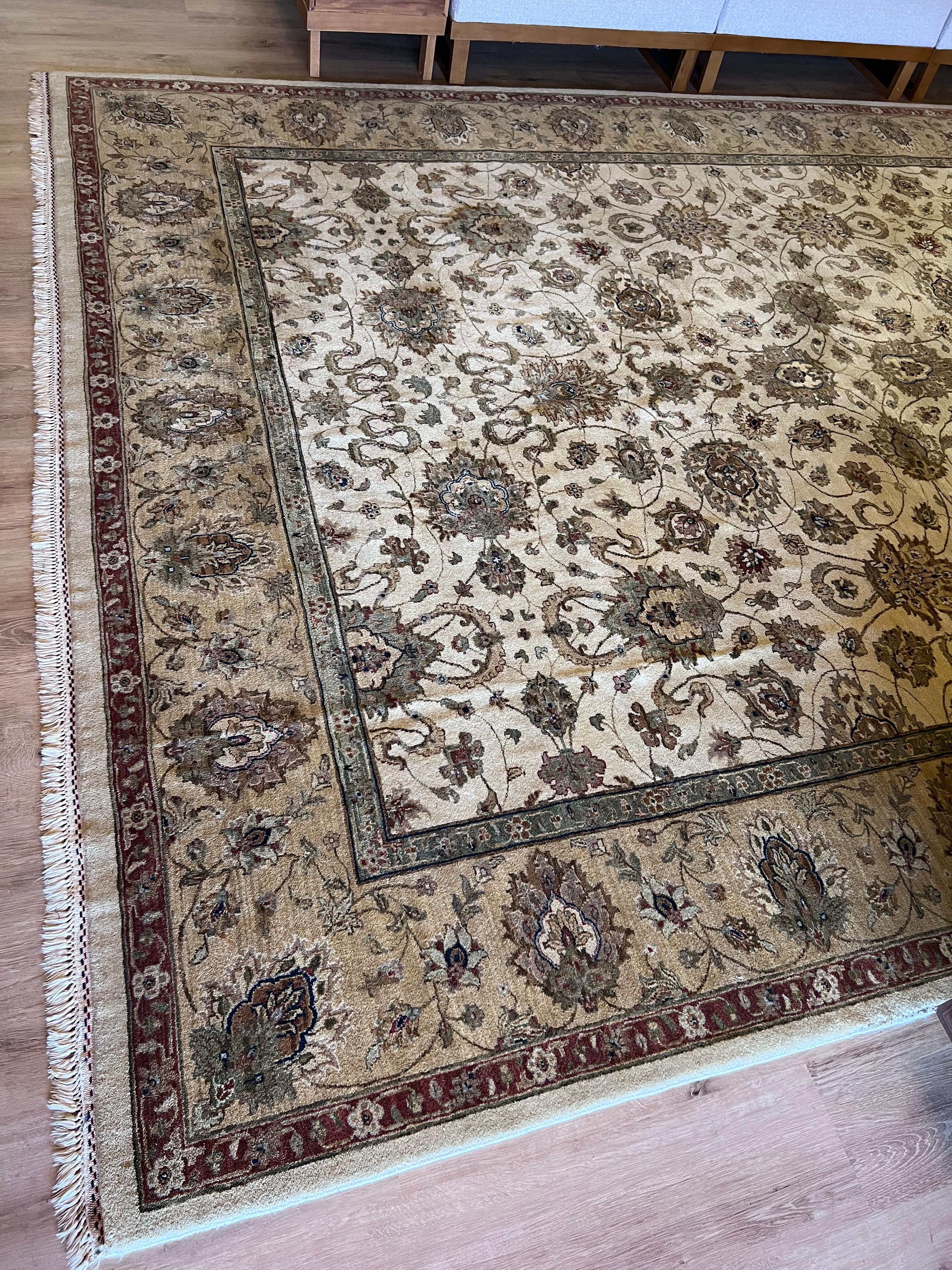 Tappeto grande Oushak turco fatto a mano 9x12 Ft, 100% lana morbida e tinture naturali in vendita 1