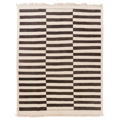 9x12 Ft Handwoven Striped Kilim Rug, 100% Natural Wool, Custom Options Available