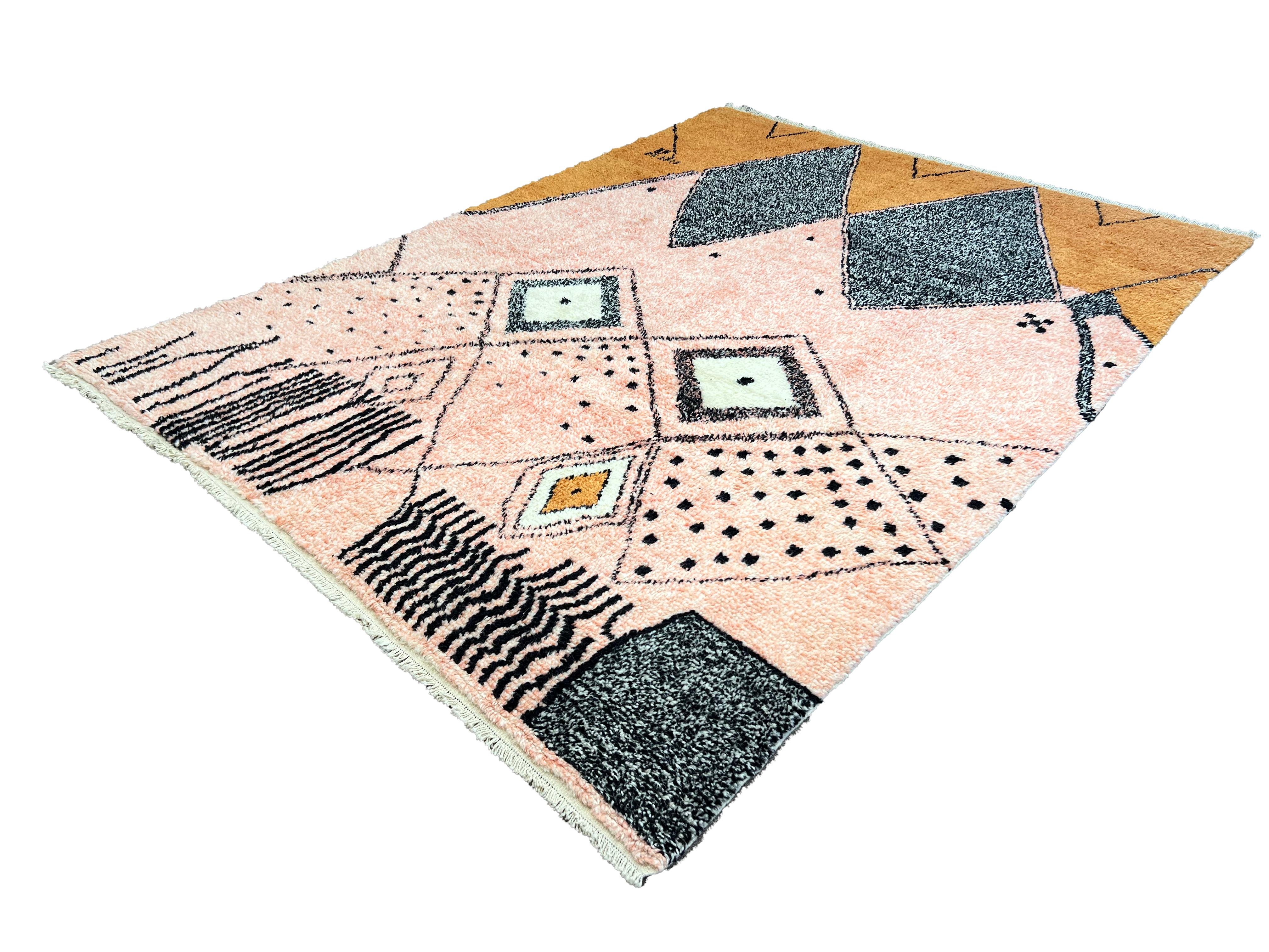 9x12 Ft Modern Colorful Moroccan Berber Beni Ourain design Tulu Rug. 100% Wool For Sale 4
