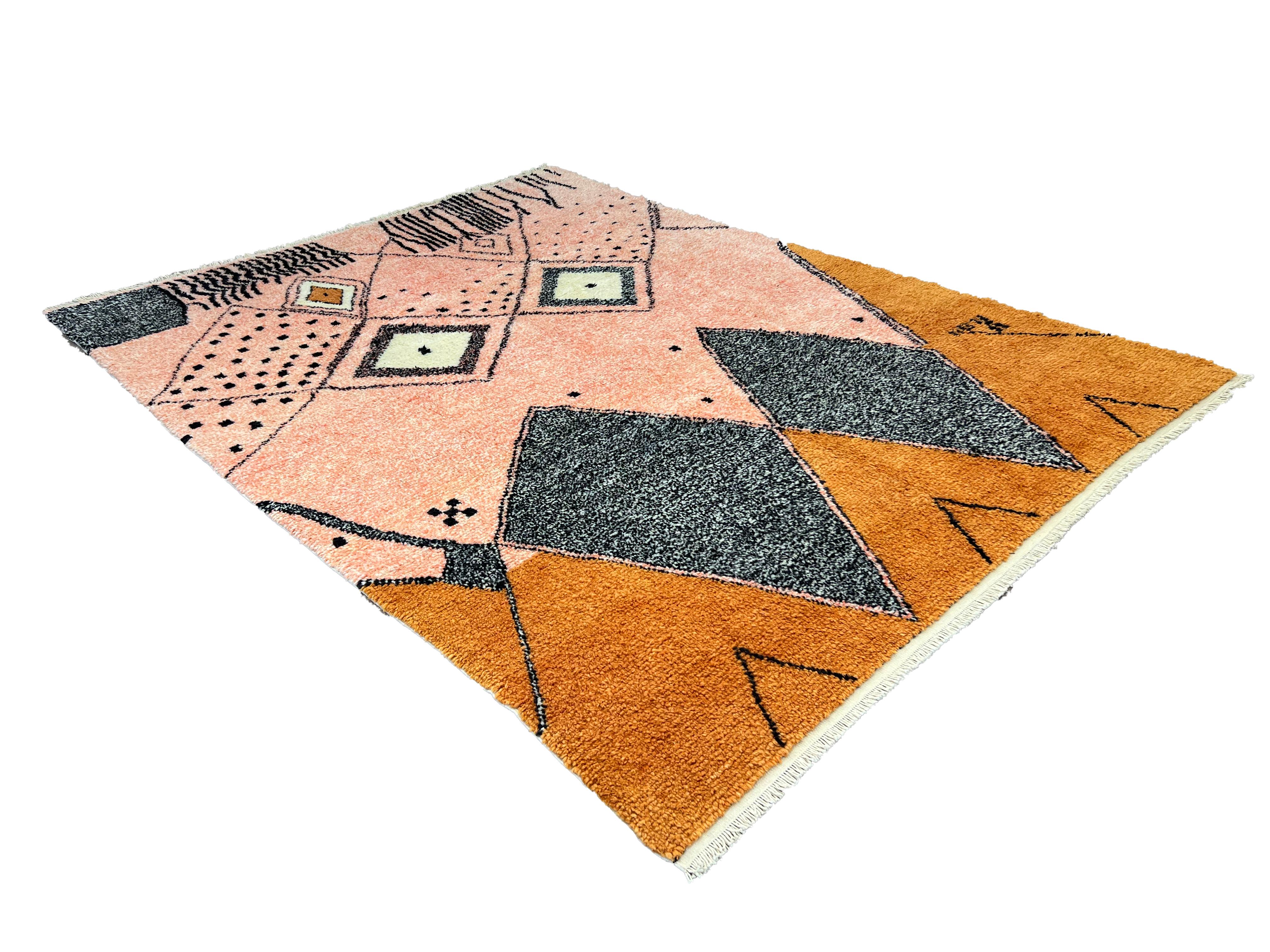 9x12 Ft Modern Colorful Moroccan Berber Beni Ourain design Tulu Rug. 100% Wool For Sale 5