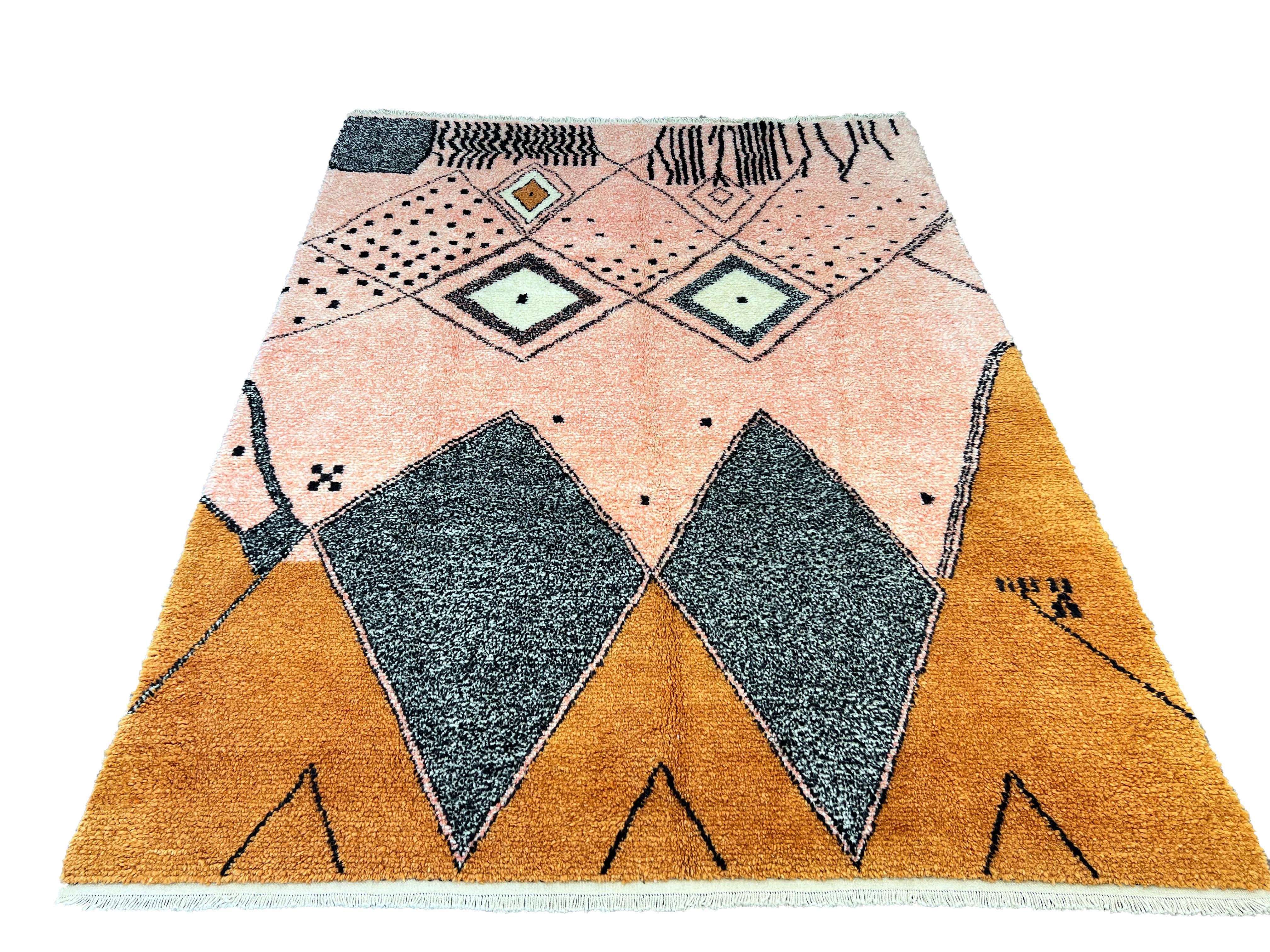9x12 Ft Modern Colorful Moroccan Berber Beni Ourain design Tulu Rug. 100% Wool For Sale 6