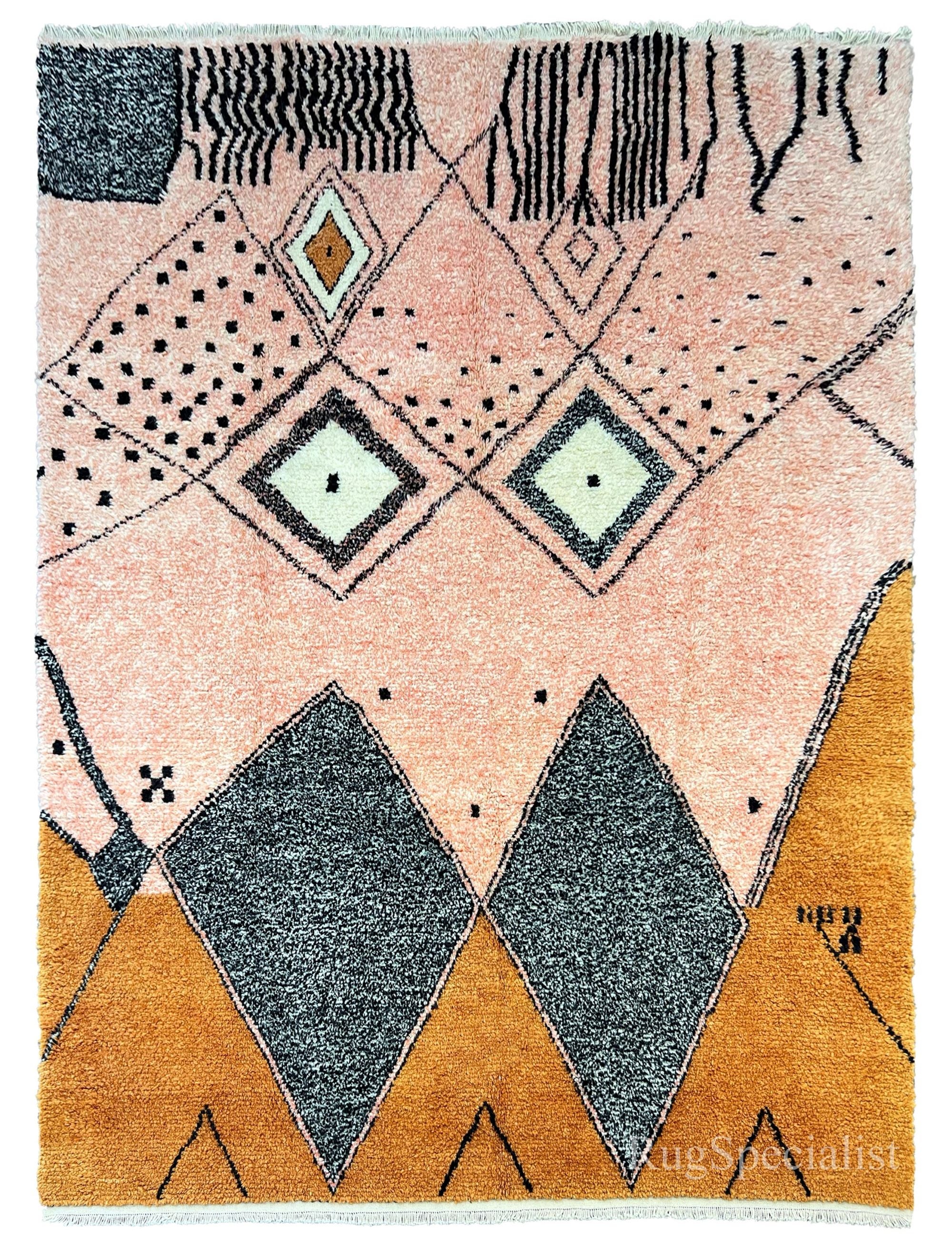 9x12 Ft Modern Colorful Moroccan Berber Beni Ourain design Tulu Rug. 100% Wool For Sale
