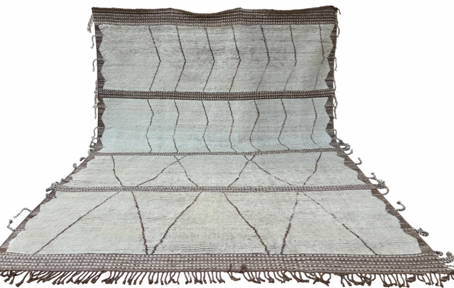Hand-Knotted 9x12 Ft Modern Handmade Moroccan Design Rug. 100% Wool. Custom Options Available For Sale