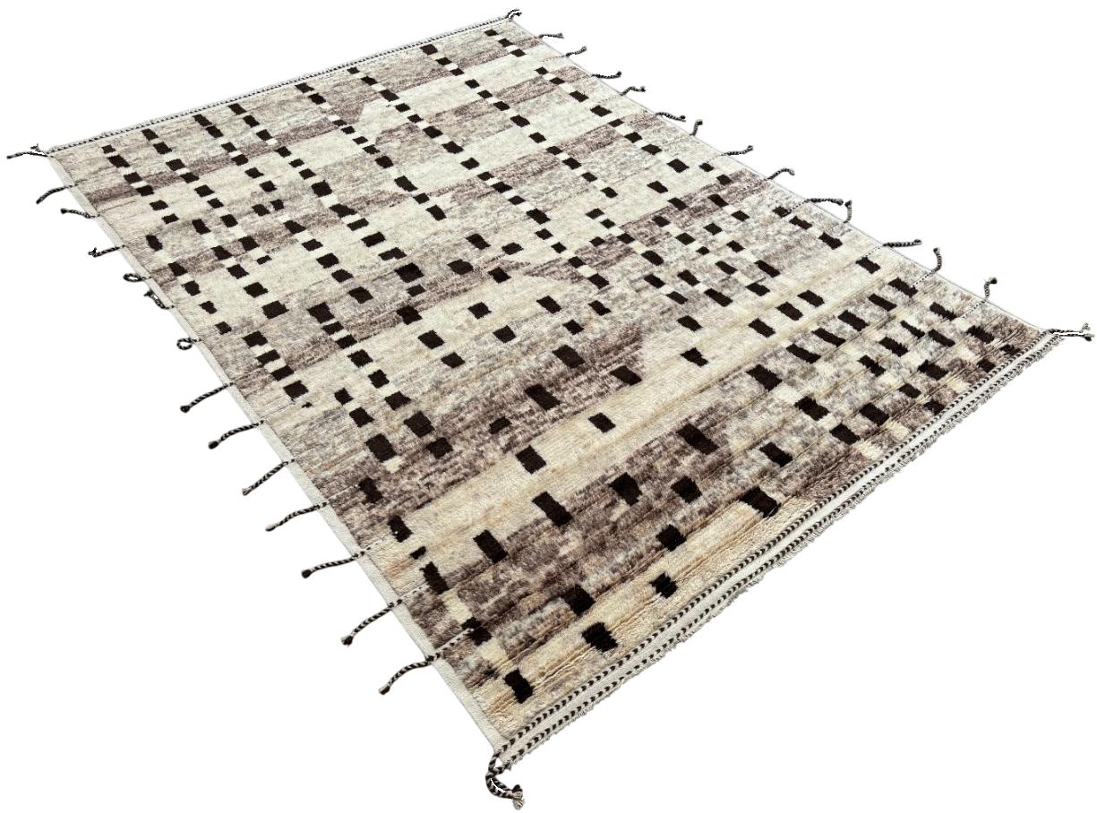 Moderner marokkanischer Berberteppich im Design von 9x12 Ft. aus 100 % Wolle. Kundenspezifische Optionen verfügbar (Türkisch) im Angebot