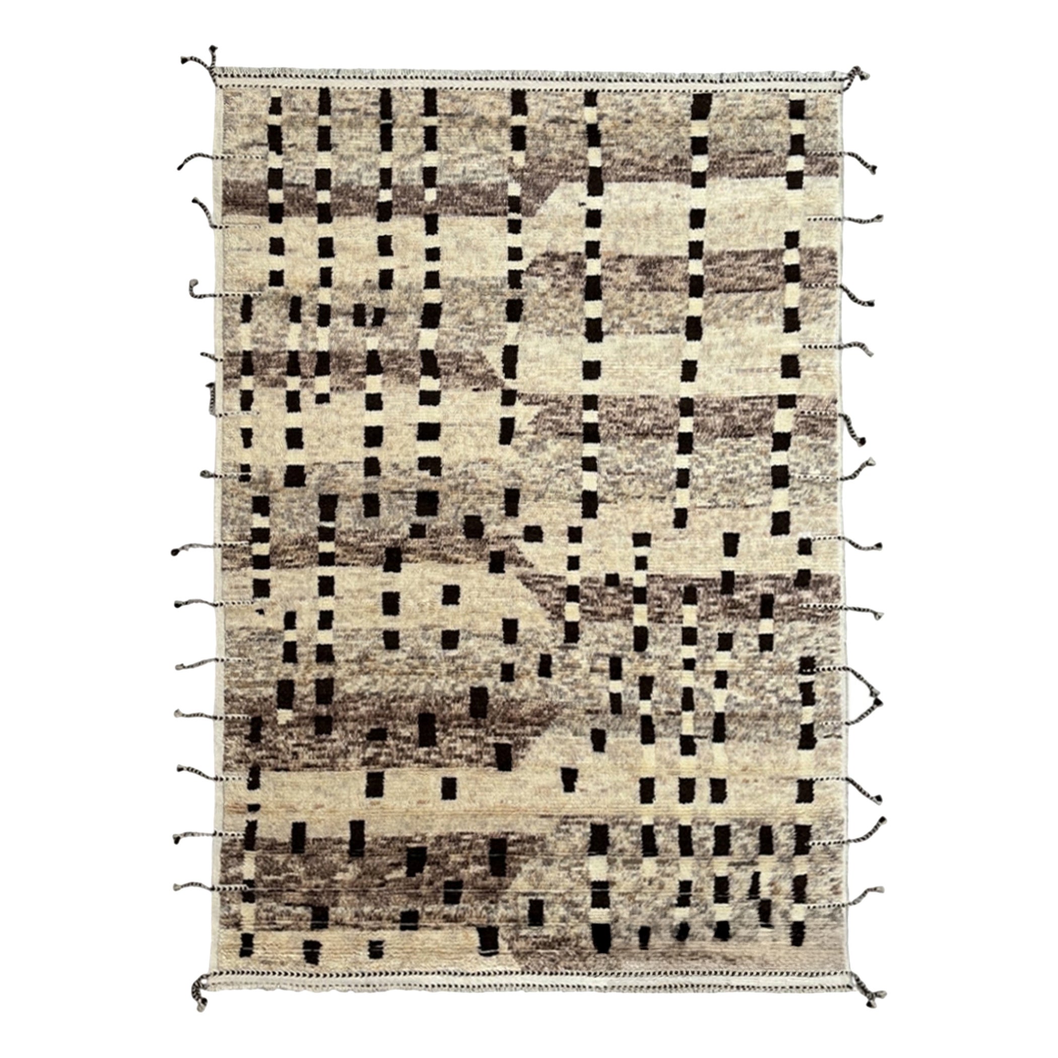 Moderner marokkanischer Berberteppich im Design von 9x12 Ft. aus 100 % Wolle. Kundenspezifische Optionen verfügbar im Angebot