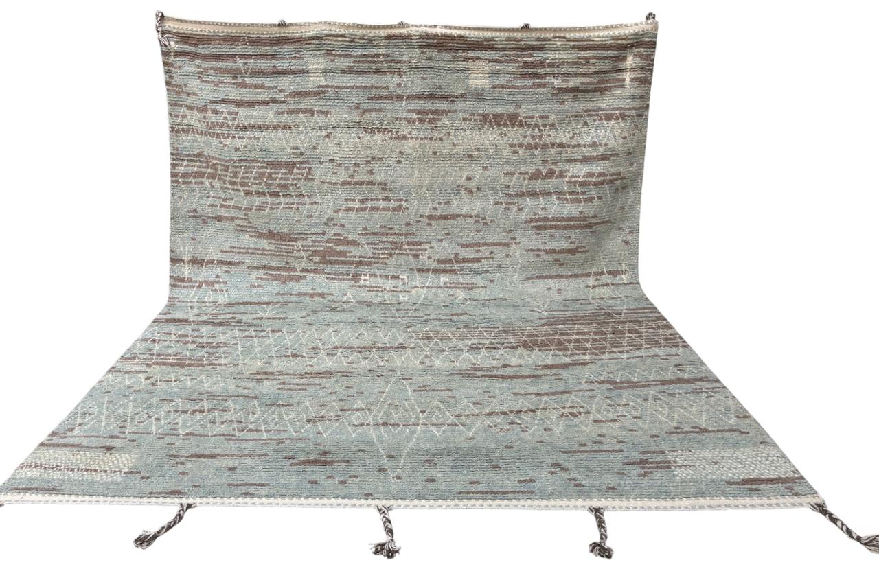 Turco Tappeto berbero marocchino moderno 9x12 Ft. 100% Lana. Opzioni personalizzate disponibili in vendita