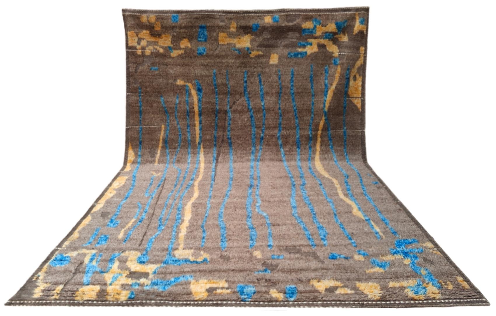 Turc Tapis de style marocain moderne 9x12 Ft. 100 % laine, fait à la main  OPTIONS PERSONNALISÉES en vente