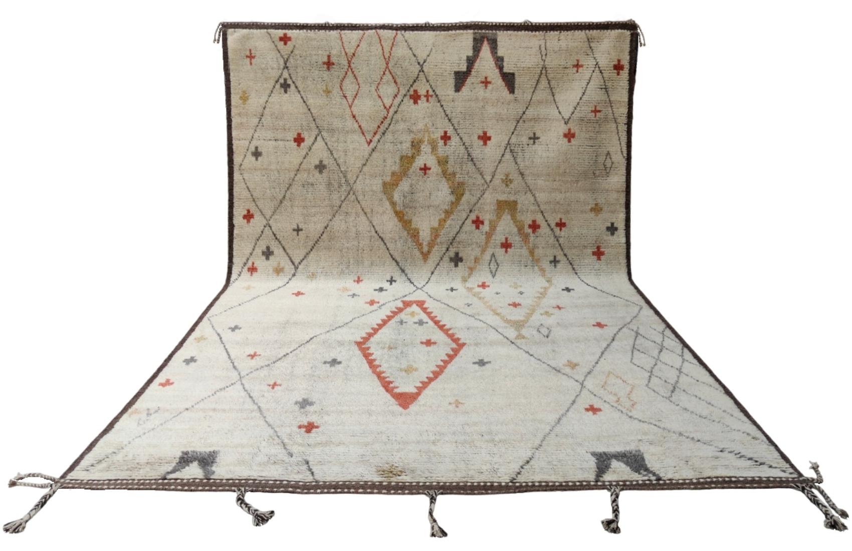 Turc 9x12 Ft NEW Tapis marocain moderne de style berbère. Options sur mesure disponibles. TOUT EN LAINE en vente