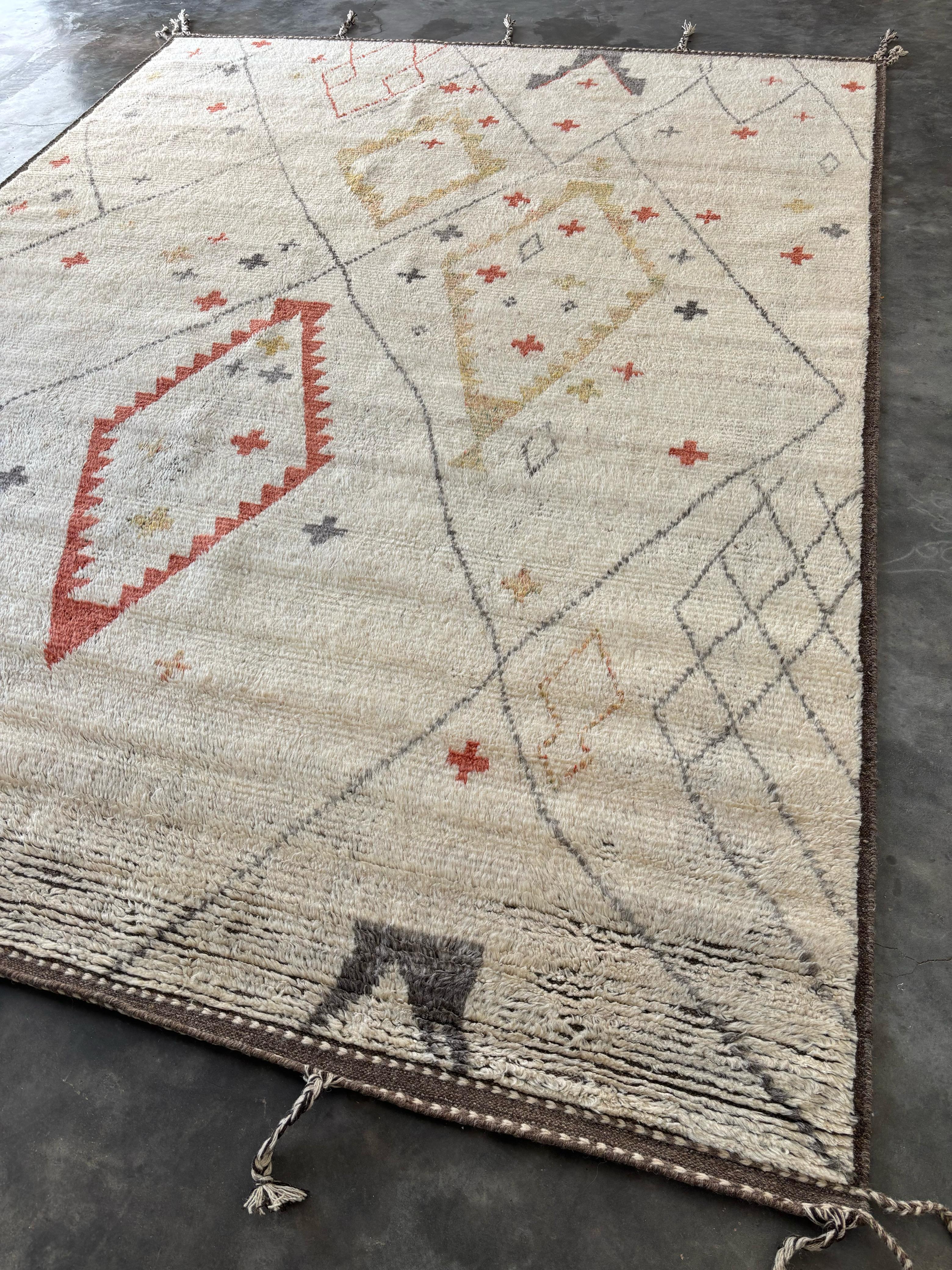 Laine 9x12 Ft NEW Tapis marocain moderne de style berbère. Options sur mesure disponibles. TOUT EN LAINE en vente