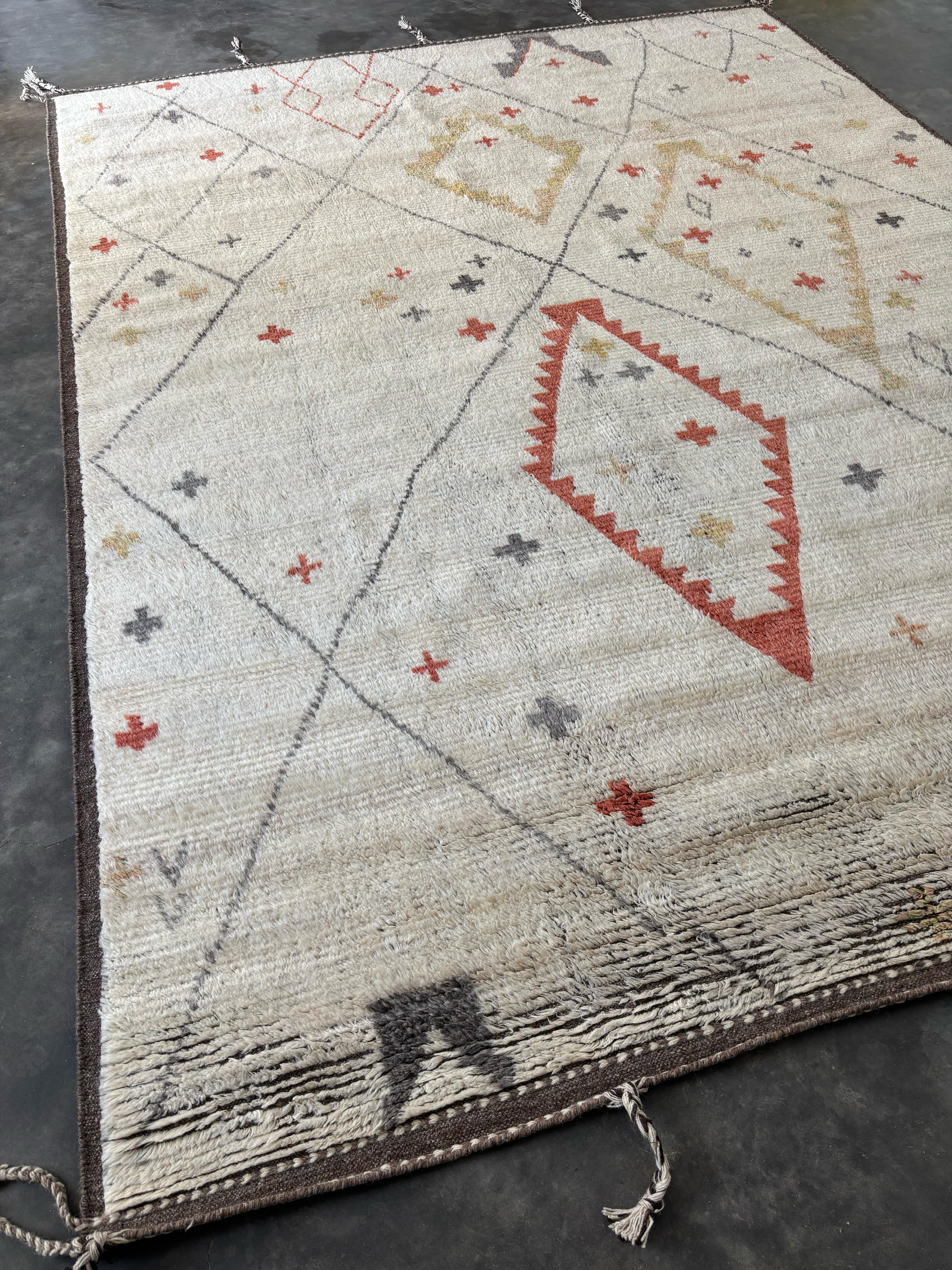 9x12 Ft NEW Tapis marocain moderne de style berbère. Options sur mesure disponibles. TOUT EN LAINE en vente 1