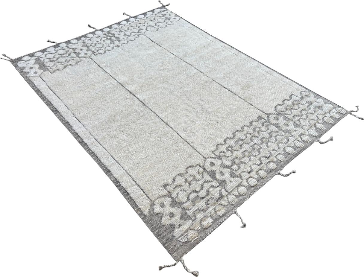 9x12 Ft Moderner marokkanischer Design Berberteppich. 100% Wolle. Beni Ourain-Teppich (Türkisch) im Angebot