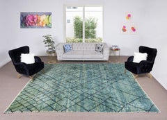 9x12 Ft Modern Moroccan Tulu Carpet Aqua Blue Color Rug CUSTOM OPTIONS Available