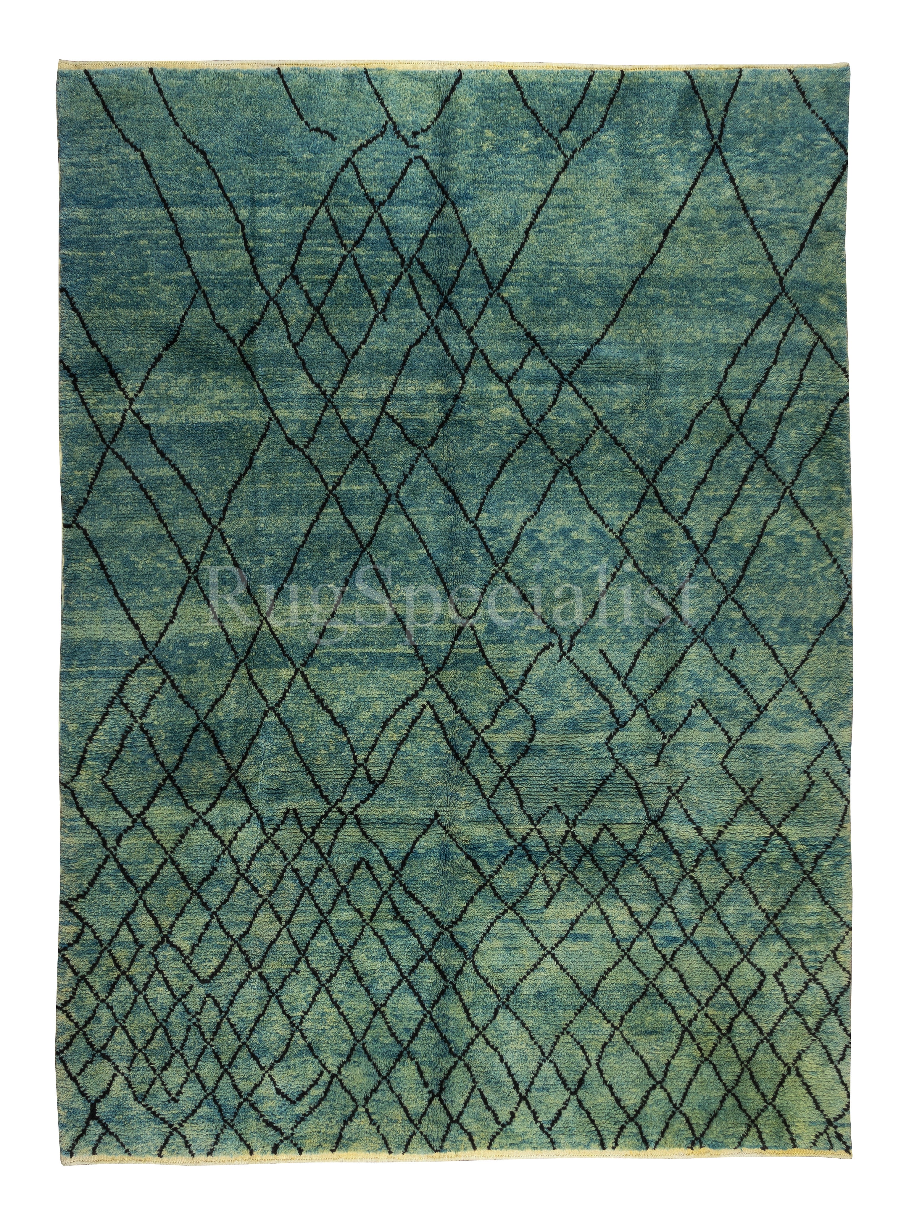 Moderner marokkanischer Tulu-Teppich in Aquablau mit 9x12 Beschlägen, CUSTOM OPTIONS verfügbar im Angebot