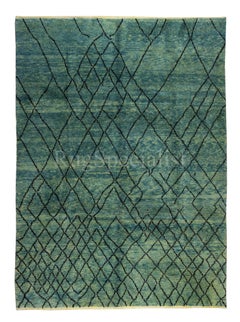 9x12 Pies Alfombra Marroquí Moderna Tulu Alfombra Color Azul Aqua OPCIONES PERSONALIZADAS Disponibles