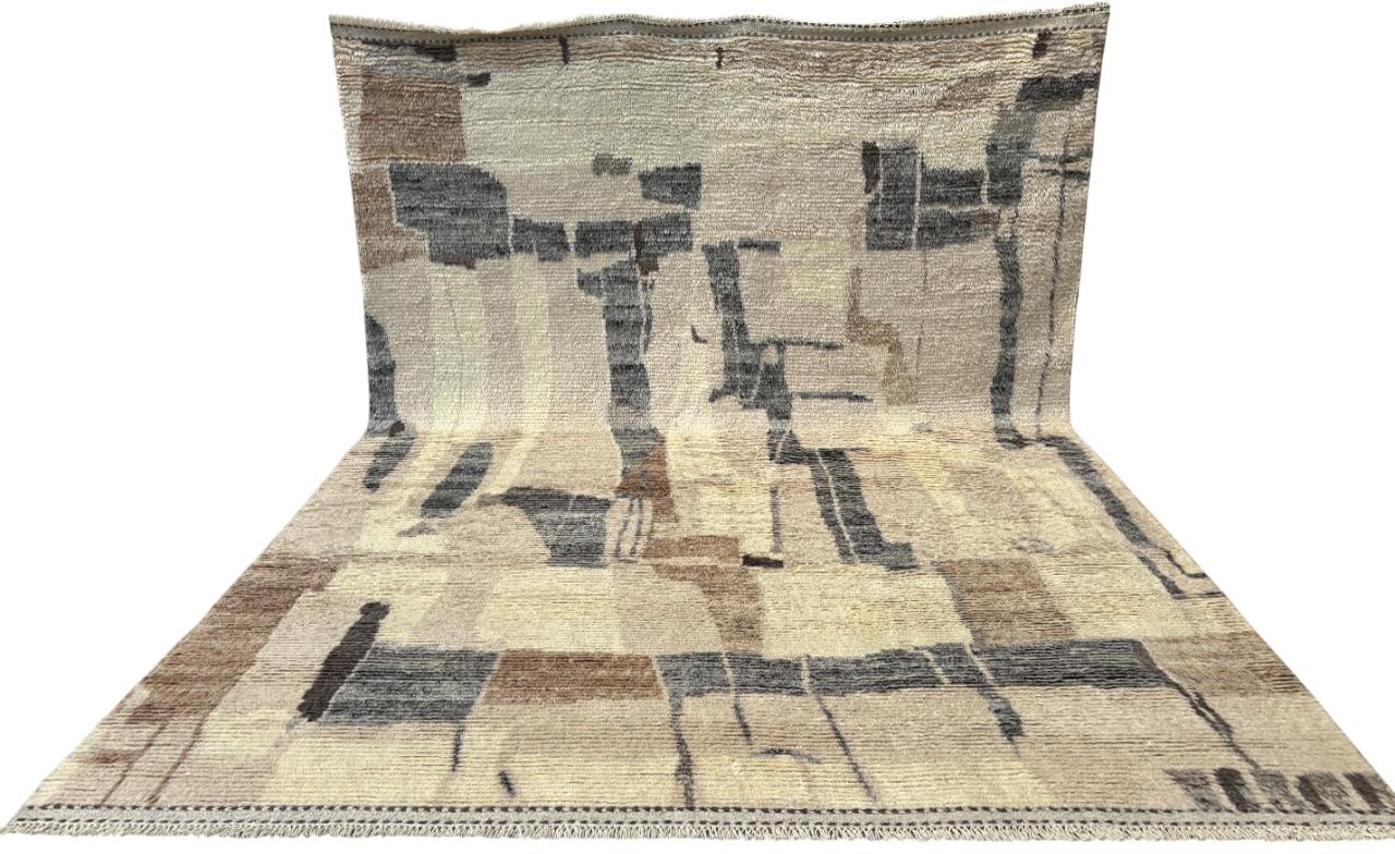 Turc 9x12 Ft Tapis marocain de style berbère fait à la main. 100% laine. Options sur-mesure disponibles en vente