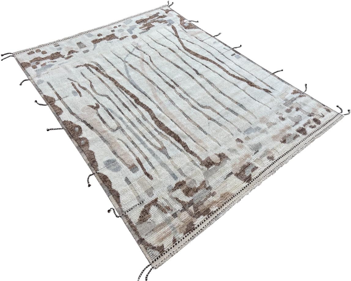 Moderne 9x12 Ft Tapis de style marocain fait à la main. 100% Laine naturelle. Options sur-mesure disponibles en vente