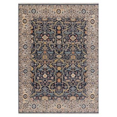 9x12 Ft Navy Vintage Persian Style Hand Knotted Wool Rug ( JC -8021 )