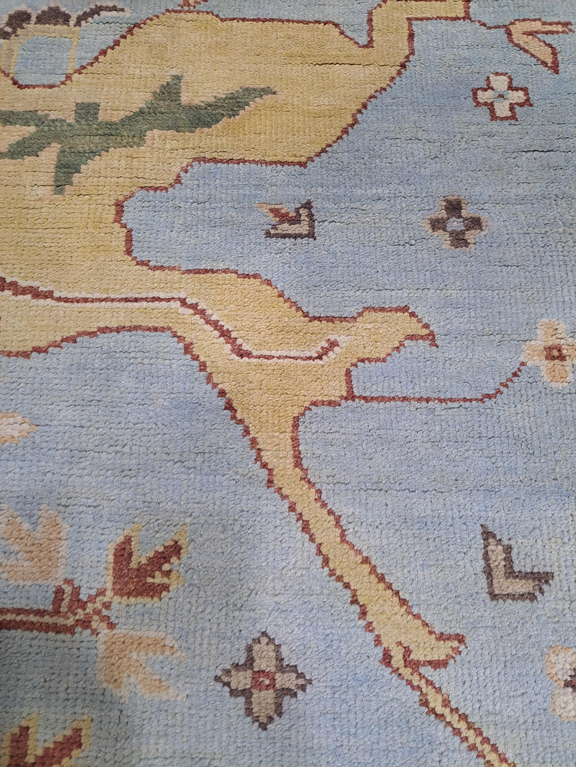 Tappeto in stile Oushak 9x12 Ft New annodato a mano. Tappeto 100% lana. Opzioni personalizzate Avl. in vendita 3