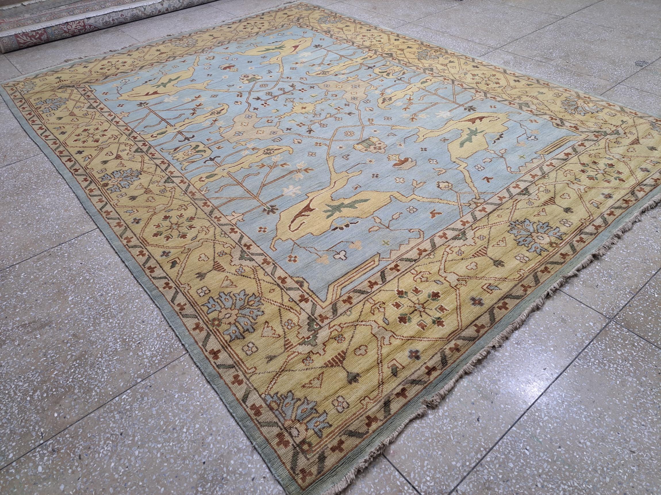 Indiano Tappeto in stile Oushak 9x12 Ft New annodato a mano. Tappeto 100% lana. Opzioni personalizzate Avl. in vendita