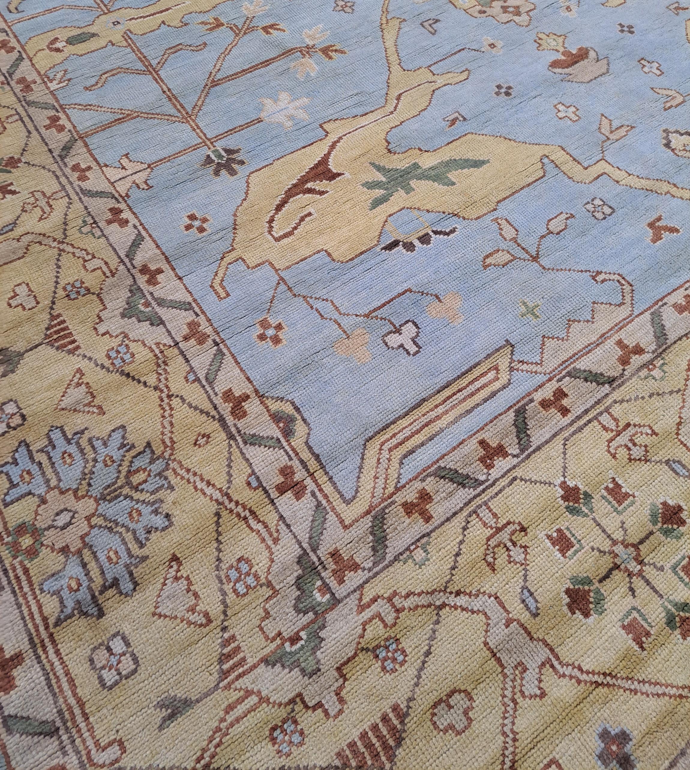 XXI secolo e contemporaneo Tappeto in stile Oushak 9x12 Ft New annodato a mano. Tappeto 100% lana. Opzioni personalizzate Avl. in vendita