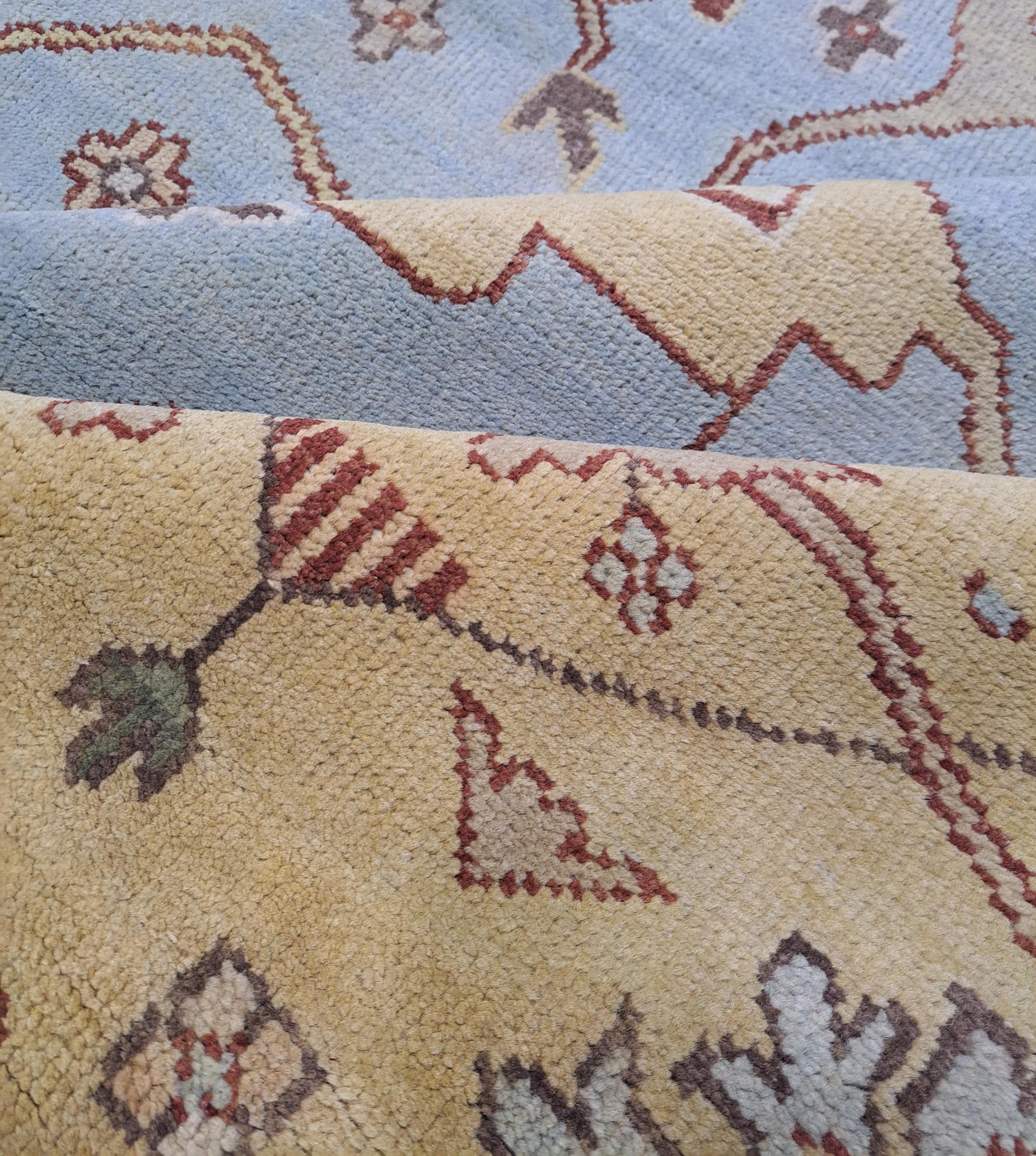 Tappeto in stile Oushak 9x12 Ft New annodato a mano. Tappeto 100% lana. Opzioni personalizzate Avl. in vendita 1