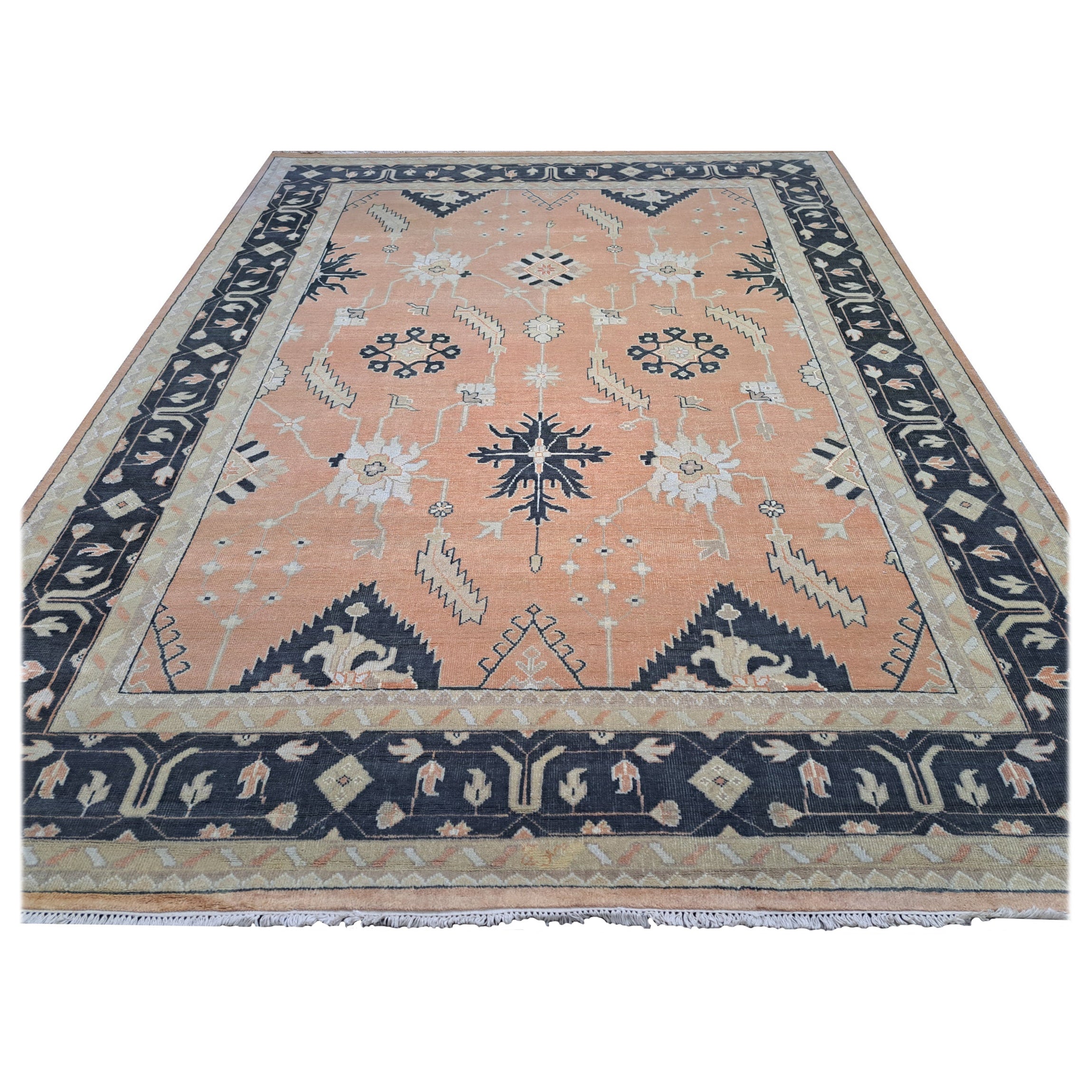 Tappeto in stile Oushak 9x12 Ft New annodato a mano. Tutti i tappeti di lana. Opzioni personalizzate disponibili.