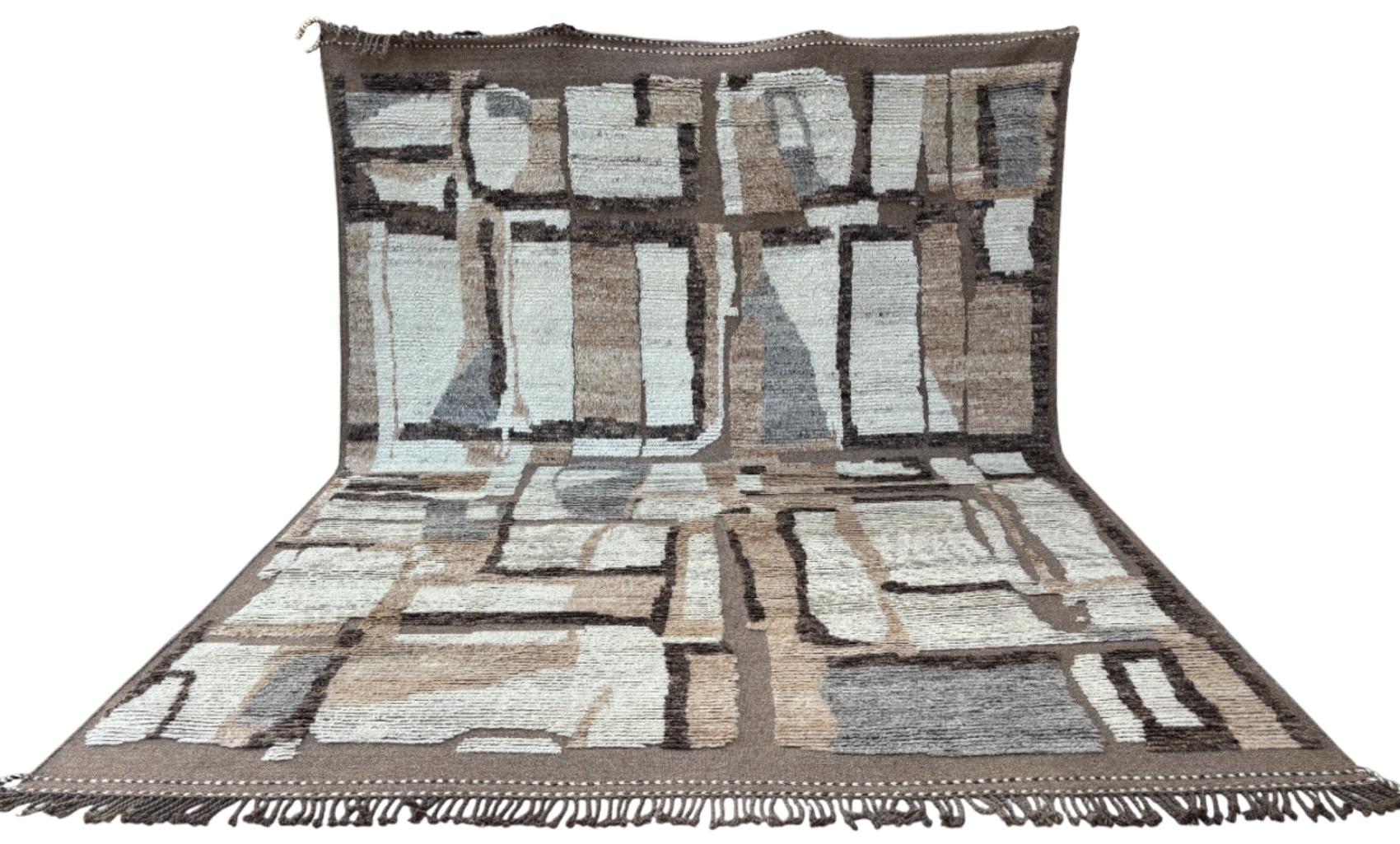 Turkish 9x12 Ft New Moroccan Azilal Style Rug. Custom Options Available. 100% Wool For Sale