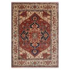 9x12 Ft Rust Cream Persian Serapi Traditional Hand Knotted Wool Rug ( MT - 54 )