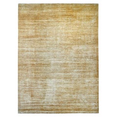 9'x12' Golden Brown Plain Solid Pattern Hand Knotted Ghazni Wool Oriental Rug