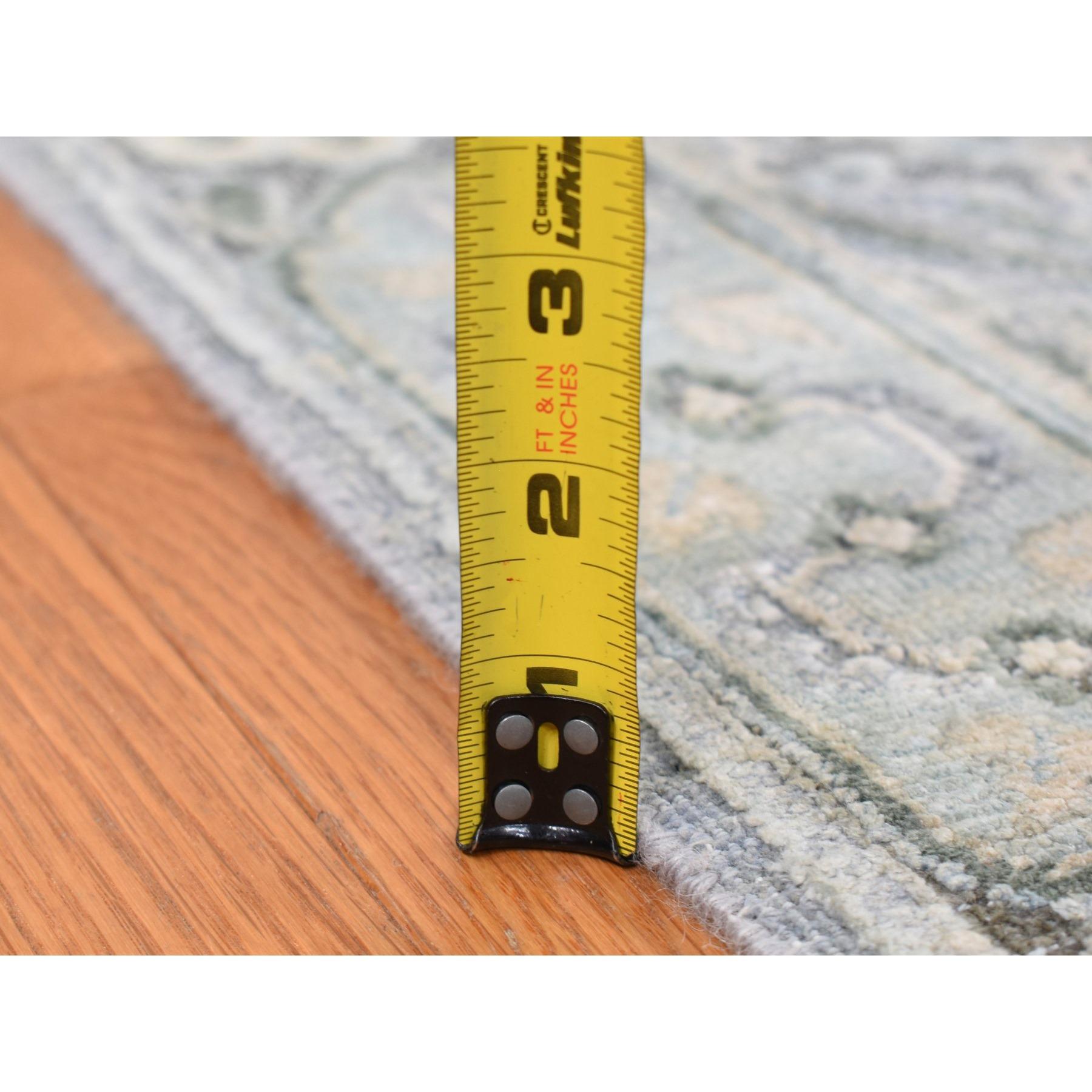 9'x12' Gris Ganso, Diseño Oushak, Seda con Lana, Alfombra Anudada a Mano en venta 4