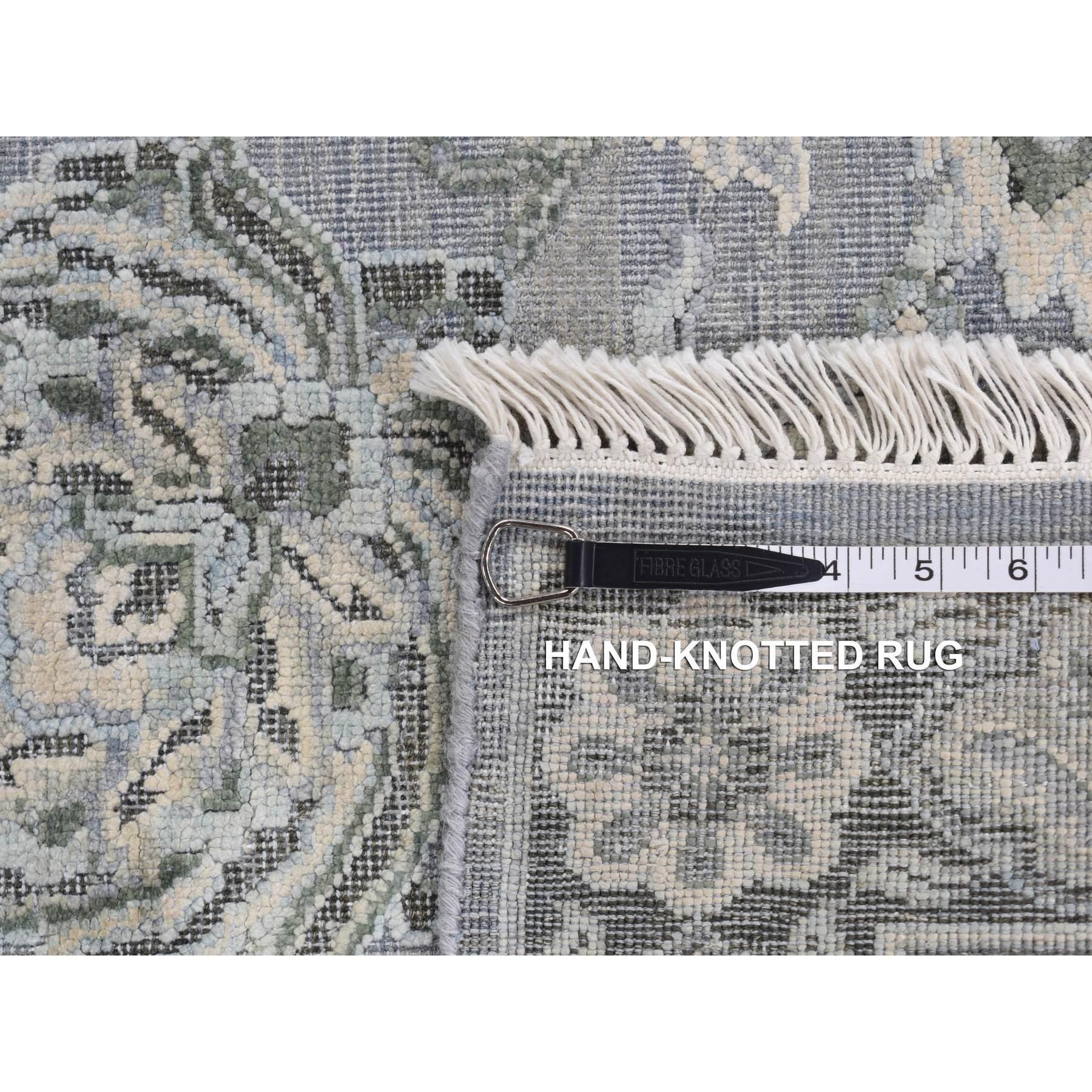 9'x12' Gris Ganso, Diseño Oushak, Seda con Lana, Alfombra Anudada a Mano en venta 5