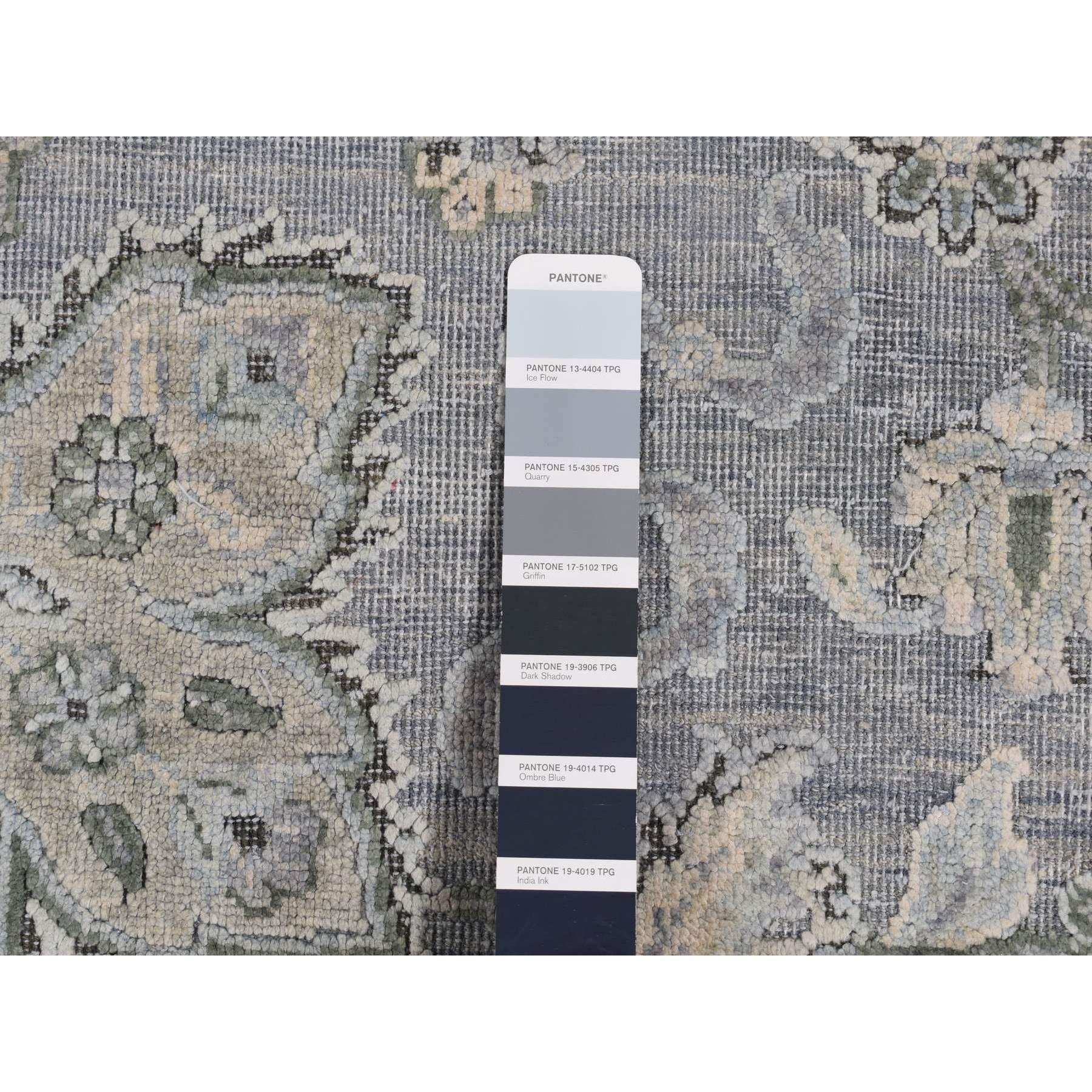 9'x12' Gris Ganso, Diseño Oushak, Seda con Lana, Alfombra Anudada a Mano en venta 1