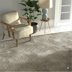 9x12 Graceful Vibrant Ivory Geometric Modern Hand Knotted Wool Carpet Rug