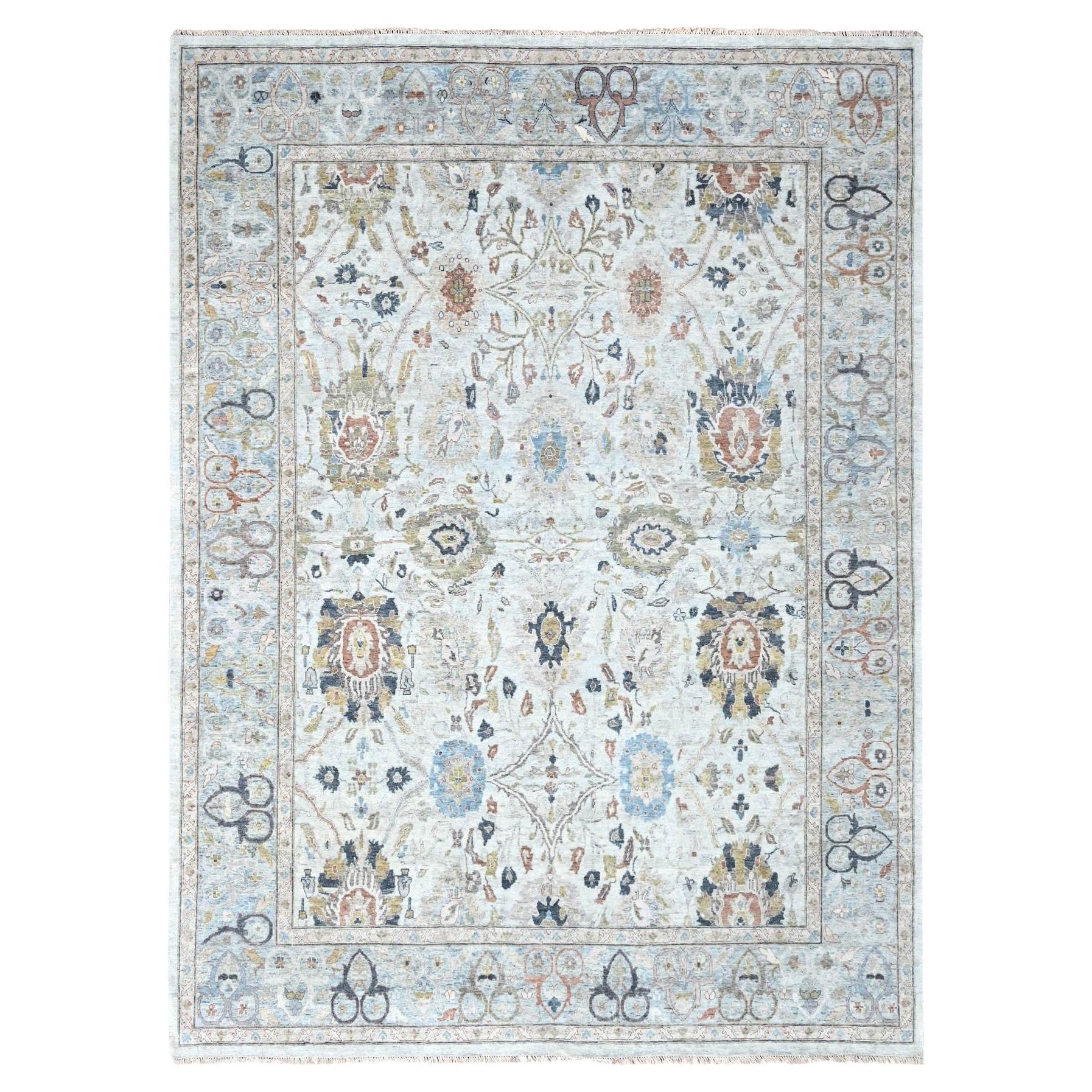 9'x12' Gray Antiqued Persian Ziegler Mahal Design Hand Knotted All Wool Rug