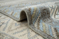 9x12 Gray Blue Oushak Rug with Geometric Medallion Hand Knotted Rug ( G-13705 )