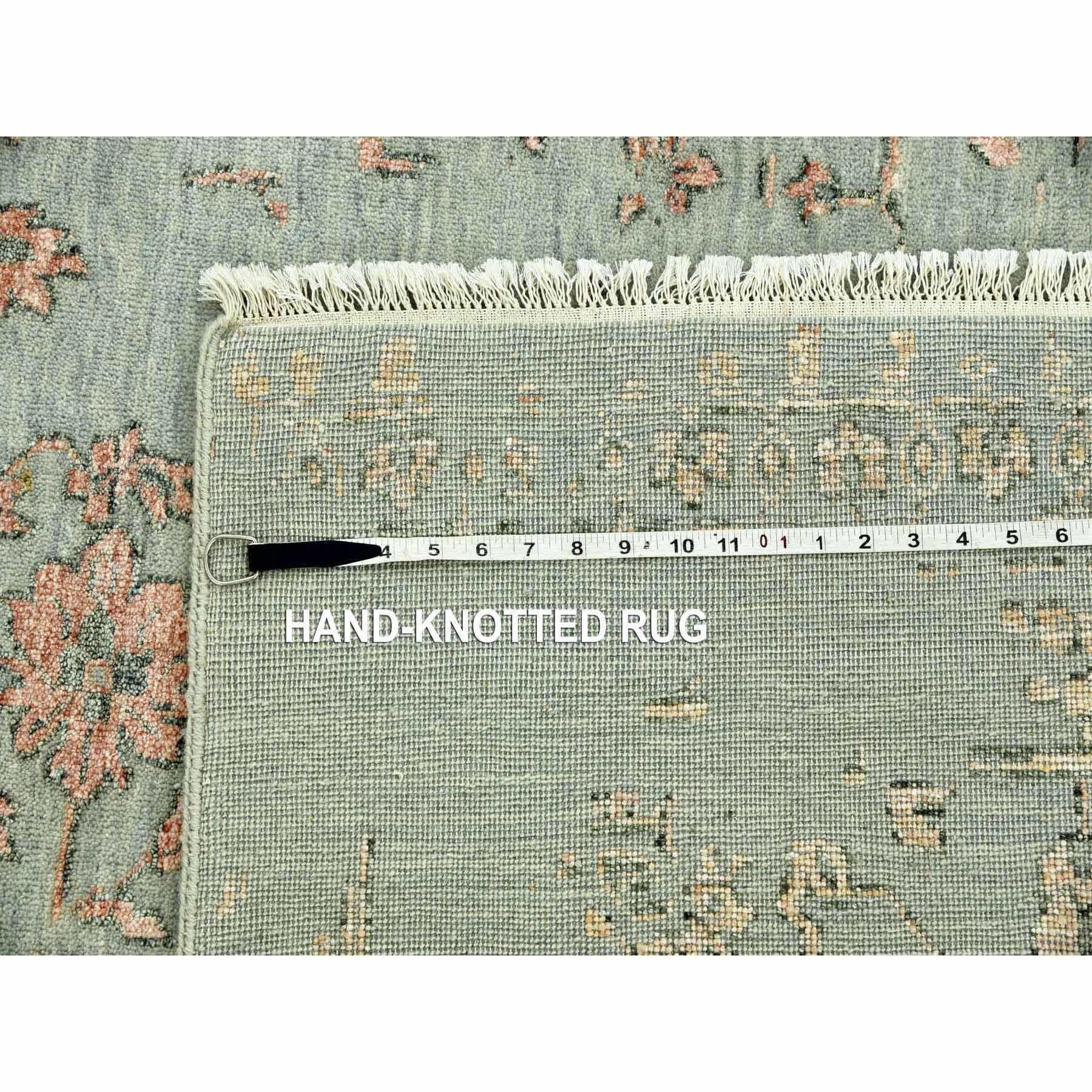 Handgeknüpfter Teppich in Grau, Erased Persian Serapi-Design, Wolle und Seide, 9'x12' Grau im Angebot 7