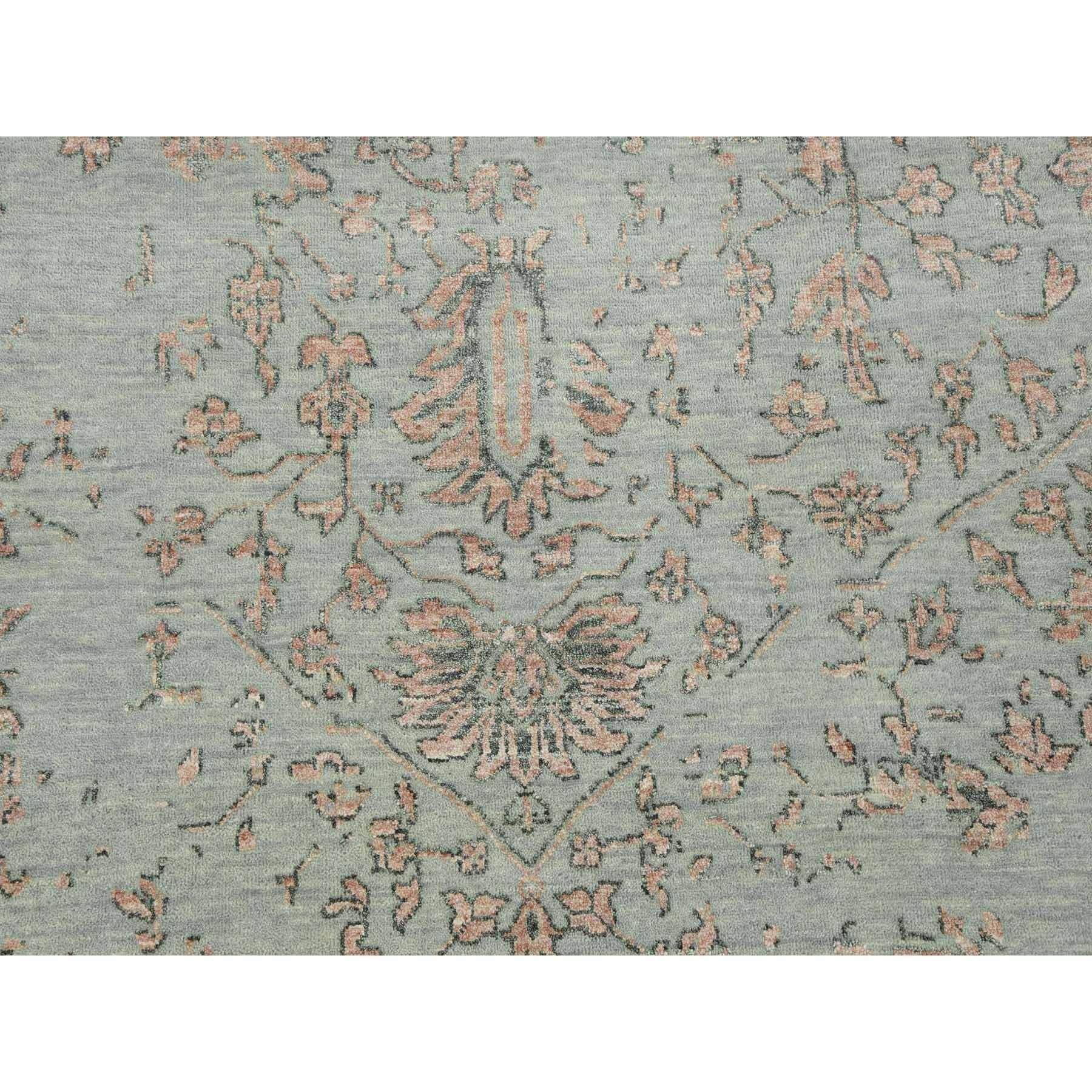 Handgeknüpfter Teppich in Grau, Erased Persian Serapi-Design, Wolle und Seide, 9'x12' Grau im Angebot 4