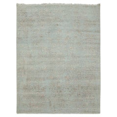 9'x12' Gray, Erased Persian Serapi Design, Wool and Silk Hand Knotted Rug