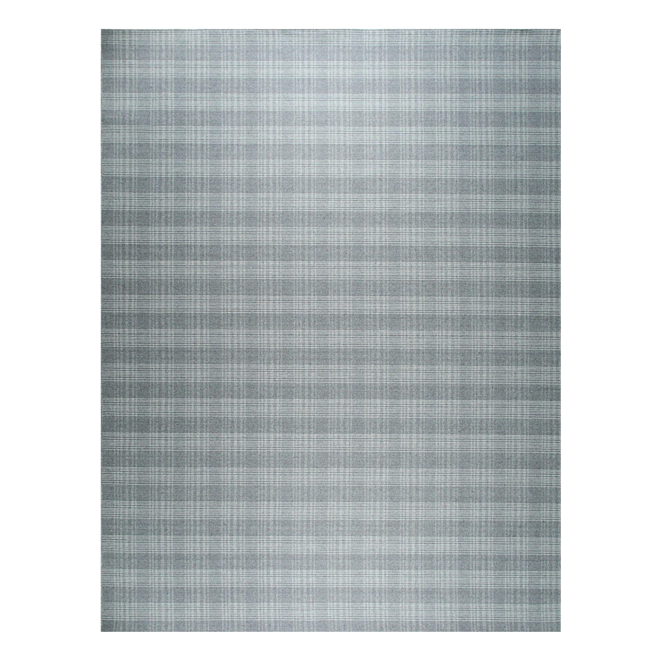 9x12 Gray Flat Weave Wool Subtle Plaid Geometric Modern Carpet Rug