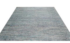 9x12 Gray Hand-Knotted Silk Subtle Textured Field Solid Open Modern Carpet Rug
